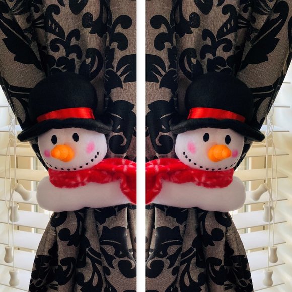 Christmas Home Décor Snowmen Ornaments Wine Bottle Cover Hugger Topper Set 2pc - Picture 9 of 9